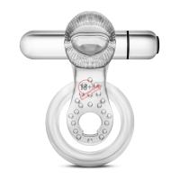 Прозрачное эрекционное кольцо с подхватом, вибропулей и язычком 10 Function Vibrating Tongue Ring