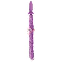 Сиреневая анальная пробка с сиреневым хвостом Unicorn Tails Pastel Purple