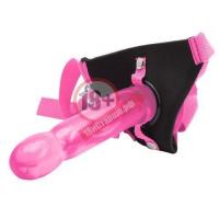 Розовый страпон Climax Strap-on Pink Ice Dong & Harness set - 17,8 см.