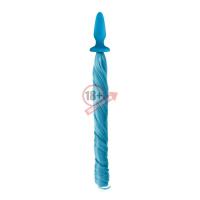 Голубая анальная пробка с голубым хвостом Unicorn Tails Pastel Blue