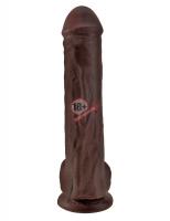 Коричневый фаллоимитатор на присоске 13" Cock with Balls - 35,6 см.