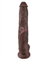 Коричневый фаллоимитатор-гигант 14" Cock with Balls - 37,5 см.
