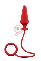 Красное эрекционное кольцо с анальной пробкой MENZSTUFF 4INCH SINGLE RING ANAL PLUG