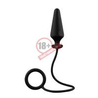 Чёрное эрекционное кольцо с анальной пробкой MENZSTUFF 4INCH SINGLE RING ANAL PLUG