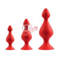 Набор из 3 красных анальных силиконовых втулок MENZSTUFF 3-PIECE ANAL PAWN SET