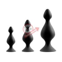 Набор из 3 чёрных анальных силиконовых втулок MENZSTUFF 3-PIECE ANAL PAWN SET