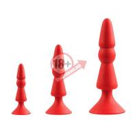Набор из красных анальных силиконовых втулок MENZSTUFF 3-PIECE ANAL CONE SET