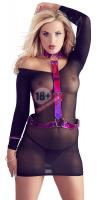 Неоново-розовая сбруя на шею и талию Bad Kitty Body Harness