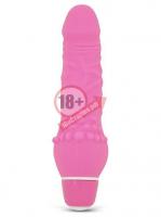 Розовый вибратор с широким основанием PURRFECT SILICONE CLASSIC MINI - 13 см.