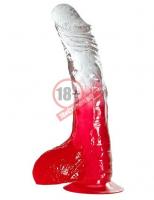 Красный фаллоимитатор с прозрачной верхней частью JELLY JOY FADE OUT DONG 8INCH - 20 см.