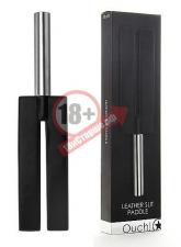 Чёрная П-образная шлёпалка Leather Slit Paddle - 35 см.