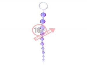 Фиолетовая анальная цепочка X-10 BEADS - 28 см.