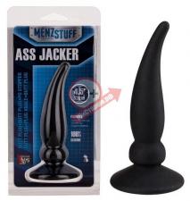 Чёрная пробка ASS JACKER для анальной стимуляции - 12 см.