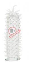 Прозрачная эластичная насадка на пенис с шипами SENSASOFT SLEEVE CLEAR