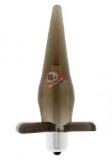 Дымчатая анальная пробка Power Buttplug с вибрацией - 12 см.