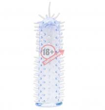 Голбуая насадка с шипами и усиками SENSASOFT SLEEVE BLUE - 16,5 см.