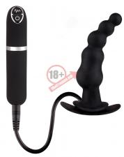 Чёрная загнутая вибровтулка Dash Butt Plug With Mini Controller I - 9 см.
