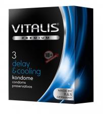 Презервативы VITALIS PREMIUM delay & cooling с охлаждающим эффектом - 3 шт.