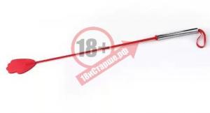 Красный стек с металлической хромированной  ручкой - 62 см.