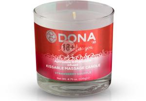 Массажная свеча DONA Strawberry Souffle с ароматом клубничного суфле - 135 гр.