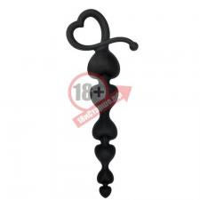 Чёрная анальная цепочка с звеньями-сердечками HEARTY ANAL WAND SILICONE - 18 см.