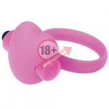 Розовое эрекционное виброкольцо с сердечком HEART BEAT COCKRING SILICONE