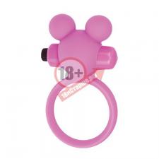 Розовое эрекционное виброкольцо TEDDY COCKRING SILICONE