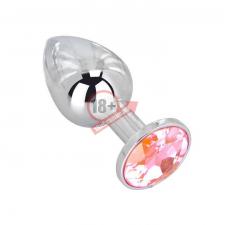 Мини-плаг из стали с розовым кристаллом Pink Bubble Gum - 6,5 см.