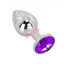 Мини-плаг из стали с фиолетовым кристаллом Violet Dream - 6,5 см.