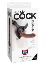 Коричневый страпон на трусиках Strap-on Harness Cock - 20,3 см.