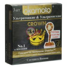 Ультратонкие ультрамягкие презервативы телесного цвета Okamoto Crown - 3 шт.