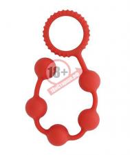 Красная анальная цепочка MENZSTUFF BUTT BEADS - 23 см.