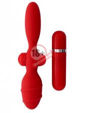 Красный двусторонний вибромассажер для анальной стимуляции MENZSTUFF THRILLER ASS - 20 см.