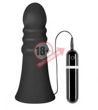 Большой чёрный анальный вибратор MENZSTUFF VIBRATING BUTTCRASHER RIBBED - 20 см.