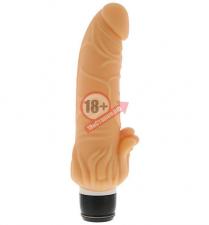 Телесный вибратор с лепестками в основании PURRFECT SILICONE CLASSIC 7INCH FLESH - 18 см.