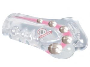 Прозрачный мастурбатор-вагина со стимулирующими бусинами PARISIAN PASSION WITH 5 PEARLS