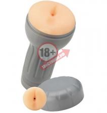 Мастурбатор-анус в серой колбе Handy Humper Silky Anus с вибрацией
