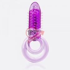 Фиолетовое виброкольцо с подхватом мошонки DOUBLE O 8 PURPLE