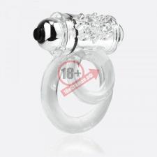 Прозрачное эрекционное кольцо с шишечками и подхватом мошонки DOUBLE O 6 CLEAR