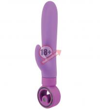 Фиолетовый вибратор с клиторальным отростком ROLLA VIBRATING AXLE - 23 см.
