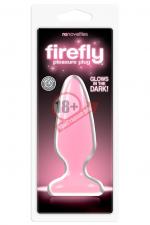 Розовая, светящаяся в темноте анальная пробка Firefly Pleasure Plug Medium Pink - 12,7 см.