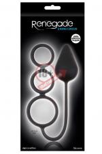 Чёрная анальная пробка Renegade 3 Ring Circus Large Black с эрекционными кольцами