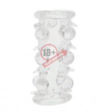 Прозрачная насадка на пенис с шипами и бугорками JELLY JOY LUST CLUSTER CLEAR