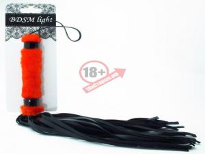 Нежная плеть с красным мехом BDSM Light - 43 см.