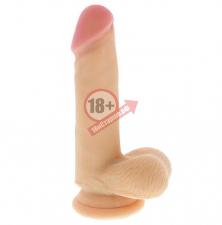 Реалистичный фаллоимитатор REALSTUFF 6.5INCH DONG W. SCROTUM - 16,5 см.
