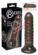 Насадка на пенис Rebel smoke с рёбрышками и отверстием под мошонку