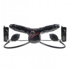 Двухголовый вибромассажер с расширением Inflatable Vibrating Double Delight  - 35,5 см.