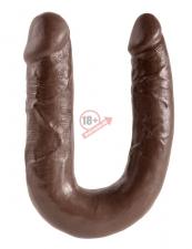 Коричневый U-образный фаллоимитатор U-Shaped Medium Double Trouble - 34,6 см.
