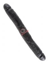 Чёрный двусторонний фаллоимитатор 12" Slim Double Dildo - 30 см.