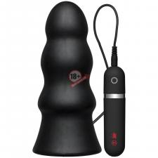 Анальная вибропробка Kink Vibrating Silicone Butt Plug Rippled 7.5" - 19 см.